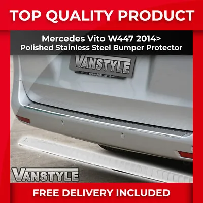 Fits Mercedes Vito 14> W447 Polished Rear Bumper Protector Stainless Chrome Trim • £39.24